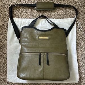 KELLY MOORE Steph Fold Over Crossbody Bag with Removable Basket Army Green
